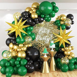 Dark Green Black Balloon Arch Kit 123pcs with Confetti Star Balloons for Party Decor