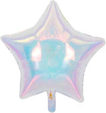 Iridescent Disco Balloons with Clear Star 4D Silver Party Decorations 70s 80s