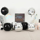 6Pcs Black Silver Round Foil Balloons 22inch Metallic Balloons for Party Decor