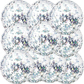 10 Pcs 16 Inch Inflatable Glitter Beach Balls Sparkly Confetti Pool Party Decorations Silver