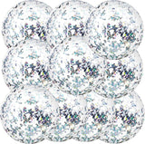 10 Pcs 16 Inch Inflatable Glitter Beach Balls Sparkly Confetti Pool Party Decorations Silver