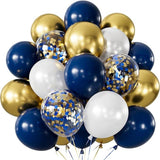 60 Pcs 12 Inch Navy Blue Gold Confetti Latex Balloons Party Decorations