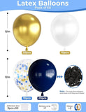 60 Pcs 12 Inch Navy Blue Gold Confetti Latex Balloons Party Decorations