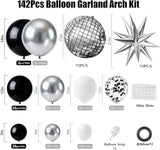Black Silver White Balloon Garland Arch Kit Disco Balloons Party Decorations