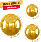 12 Pcs Gold Round Foil Balloons 4D Metallic Decor for Party Wedding Birthday Celebration