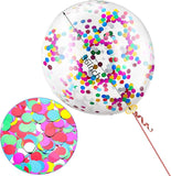 10 Pack 36 Inch Jumbo Rainbow Confetti Balloons with Glitter for Party Decorations