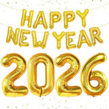 Extra Large 40 Inch Happy New Year Balloons Gold Party Decorations 2026