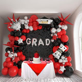 Black Red Silver Balloon Garland Arch Kit 130 Pcs with Star and Grad Mylar Balloons 2025