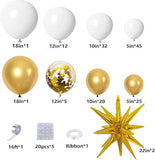 146 Pcs White Gold Balloon Garland Arch Kit with Star Foil Balloons for Party Decorations
