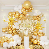 146 Pcs White Gold Balloon Garland Arch Kit with Star Foil Balloons for Party Decorations