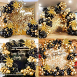 Black Gold Balloon Arch Kit 117 Pcs Metallic Confetti Balloons for Party 2026