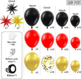 153 Pcs Red Black Gold Balloon Garland Arch Kit with Star Latex Balloons for Party