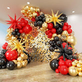 153 Pcs Red Black Gold Balloon Garland Arch Kit with Star Latex Balloons for Party
