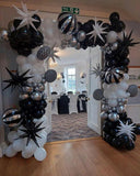 Black Silver White Balloon Arch Kit 140pcs Star Balloons for Birthday Anniversary Party