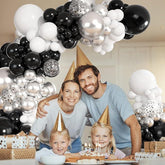 149pcs Black Silver White Balloon Arch Kit with Confetti Balloons for Party Decorations