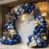 Royal Blue Gold Balloon Arch Double Stuffed Balloons for Birthday Wedding Party Decorations