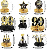 90th Birthday Table Centerpieces 9 Pieces Honeycomb Party Decorations for Adults