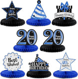 20th Birthday Blue Glitter Table Centerpieces Honeycomb Party Decorations
