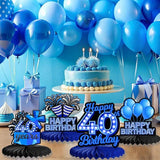 9 Pieces Blue Neon 40th Birthday Table Centerpieces Honeycomb Party Decorations