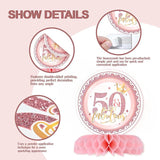 50th Birthday Pink Rose Gold Table Centerpieces 9 Pieces Honeycomb Party Decorations