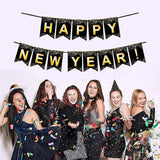 Black and Gold Starlight New Year Banner