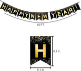 Black and Gold Starlight New Year Banner