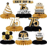 Happy 75th Birthday Honeycomb Table Centerpieces Set Party Decorations