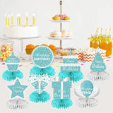 Teal Blue Birthday Honeycomb Table Centerpieces Decorations for Women and Girls