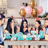Teal Blue Birthday Honeycomb Table Centerpieces Decorations for Women and Girls