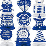 9PCS Appreciation Honeycomb Centerpieces Blue Silver Thank You Party Table Decor