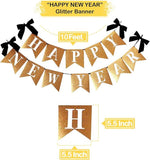 Gold Glitter Happy New Year Banner 10 Feet Party Sign and Decorations 2026
