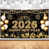 Extra Large Happy New Year Banner 72x44 Inch Gold Party Decorations 2026