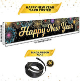 Large Happy New Year Banner 2026 120x20 Inch Yard Sign Party Decorations
