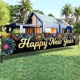 Large Happy New Year Banner 2026 120x20 Inch Yard Sign Party Decorations
