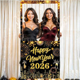 New Year 2026 Photo Booth Frame Banner Firework Backdrop Party Decorations