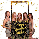 New Year 2026 Photo Booth Frame Banner Firework Backdrop Party Decorations