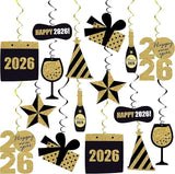 30pcs Happy New Year Hanging Swirls 2026 Ceiling Party Decorations