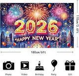 6x3.6ft Happy New Year 2026 Multicolor Banner Party Decor and Photo Backdrop