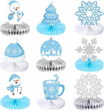 9 Pcs Winter Table Honeycomb Centerpieces Snowflake Theme Party Decorations Blue