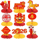 2026 Chinese New Year Honeycomb Centerpieces 12pcs Lunar Festival Party Table Decor