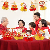 2026 Chinese New Year Red Honeycomb Centerpieces 12pcs Lunar Festival Table Decor