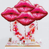 4 Pcs Lip Kiss Foil Balloons Valentines Day Girls Night Party Decor