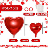 16 Pcs Valentines Day Balloons Red Heart 18 Inch and 32 Inch Foil Party Balloons