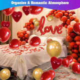 50PCS Love Balloons with Heart Balloons and Silk Rose Petals Gold Balloon Kit for Valentine Party
