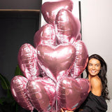 20 Pcs 18 Inch Pink Heart Balloons Foil Love Decor for Birthday Valentines Wedding