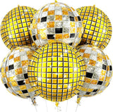 6pcs 22 Inch Multicolor Disco Ball Balloons Gold Black Silver Foil Party Decor