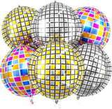 6 Pcs 22 Inch Gold Silver Purple Disco Ball Balloons 4D Party Decorations