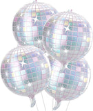 4 Pcs Iridescent Disco Ball Balloons Huge Silver Foil Party Decorations 70s 90s