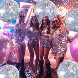 4 Pcs Iridescent Disco Ball Balloons Huge Silver Foil Party Decorations 70s 90s