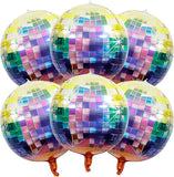 Rainbow Disco Ball Balloons, 4D Metallic Party Decorations (6 Pcs)